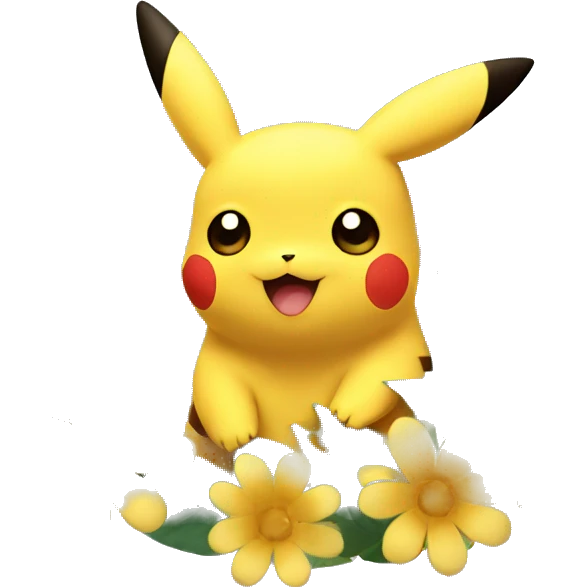 Pikachu with flowers emoji