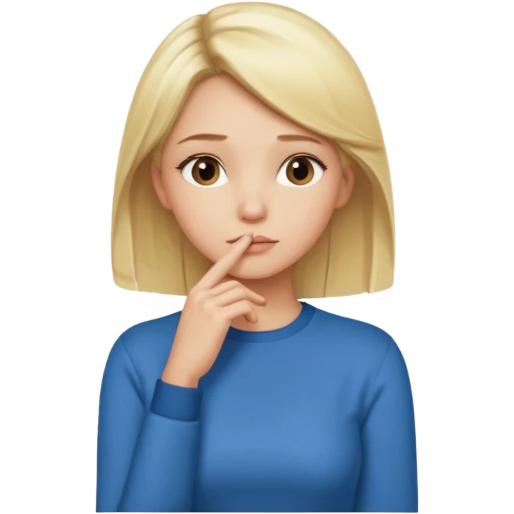 Cewe Overthinker rambut blonde tangannya di dagu lagi mikir bajunya disesuain emoji