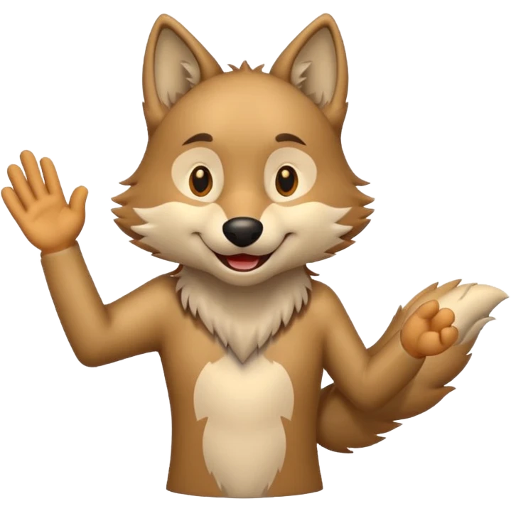 Wolf cartoon shaking hand emoji