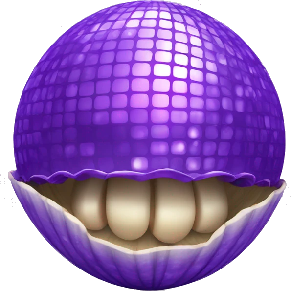 purple disco ball with clam shell emoji