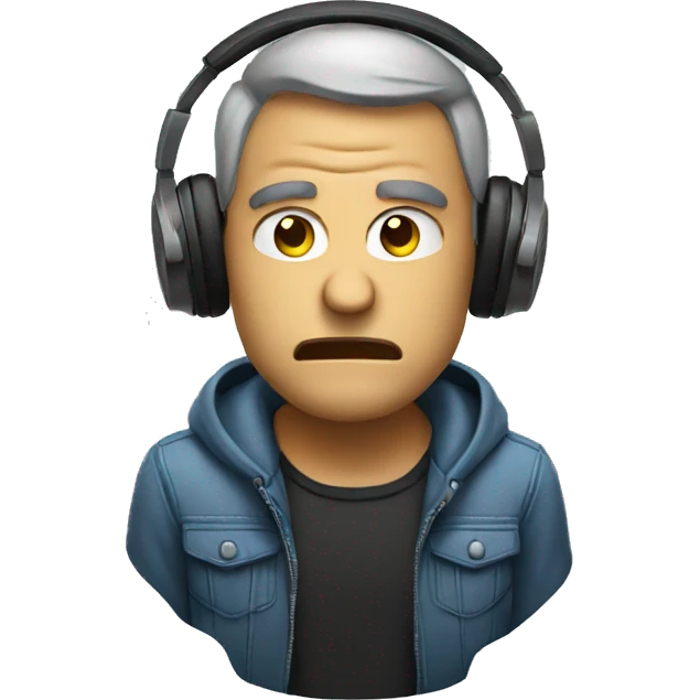 Man listening to music and angry  emoji