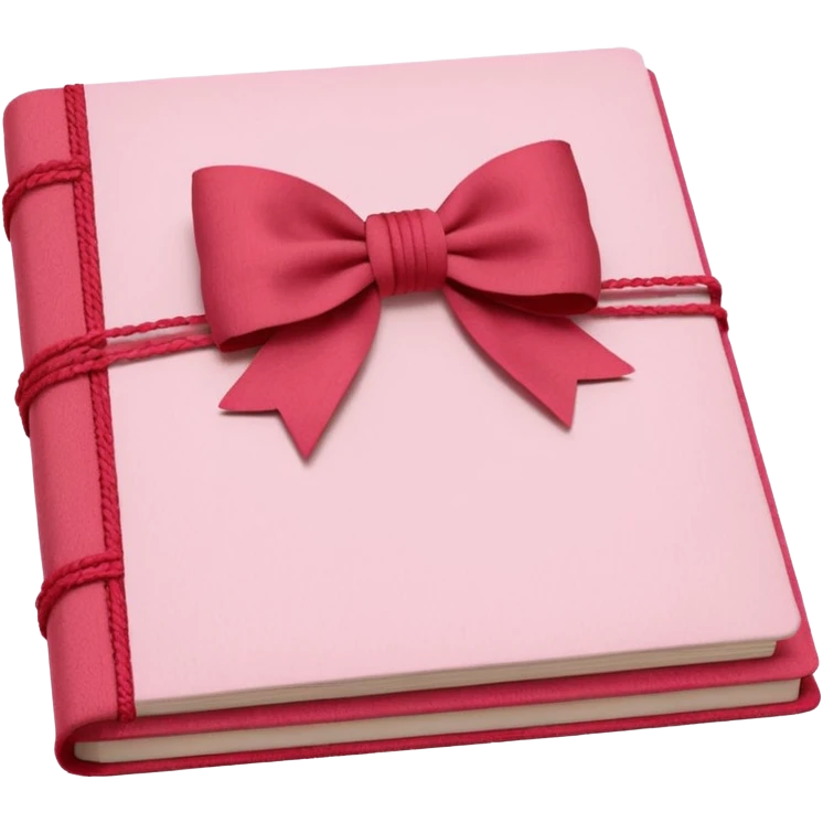 Junk journaling aesthetic book cover, tactile fabric textures, classic framing
Red yarn bow as focal point, soft shadows, calm pastel pink backdrop
Elegant, cozy, artistic, high-end print design emoji
