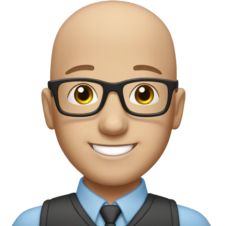 happy bald boy with glasses blue eyes emoji