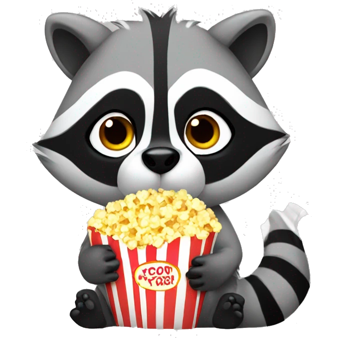 Raccoon eating popcorn emoji
