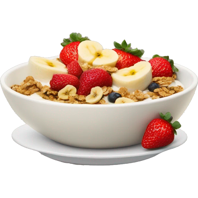 yogurt bowl with strawberries and bananas and granola  emoji