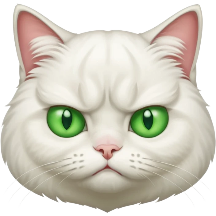 A grumpy white cat emoji