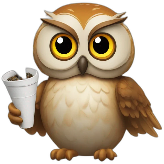 owl smokes a cone emoji