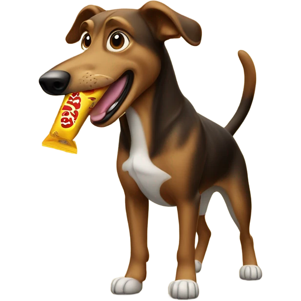 Dog eating a slim Jim ￼ emoji
