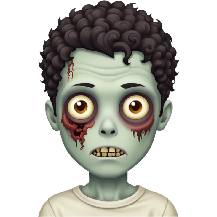 Zombie boy with curly hair emoji