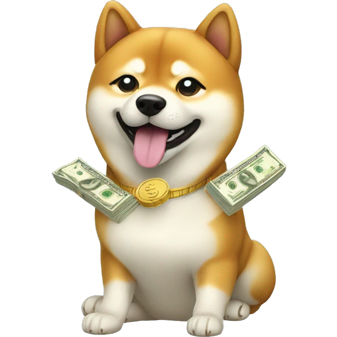 shiba dog with dollars emoji