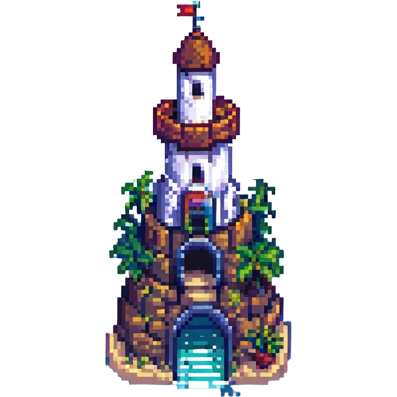 sea castle, pixel art style, detailed emoji