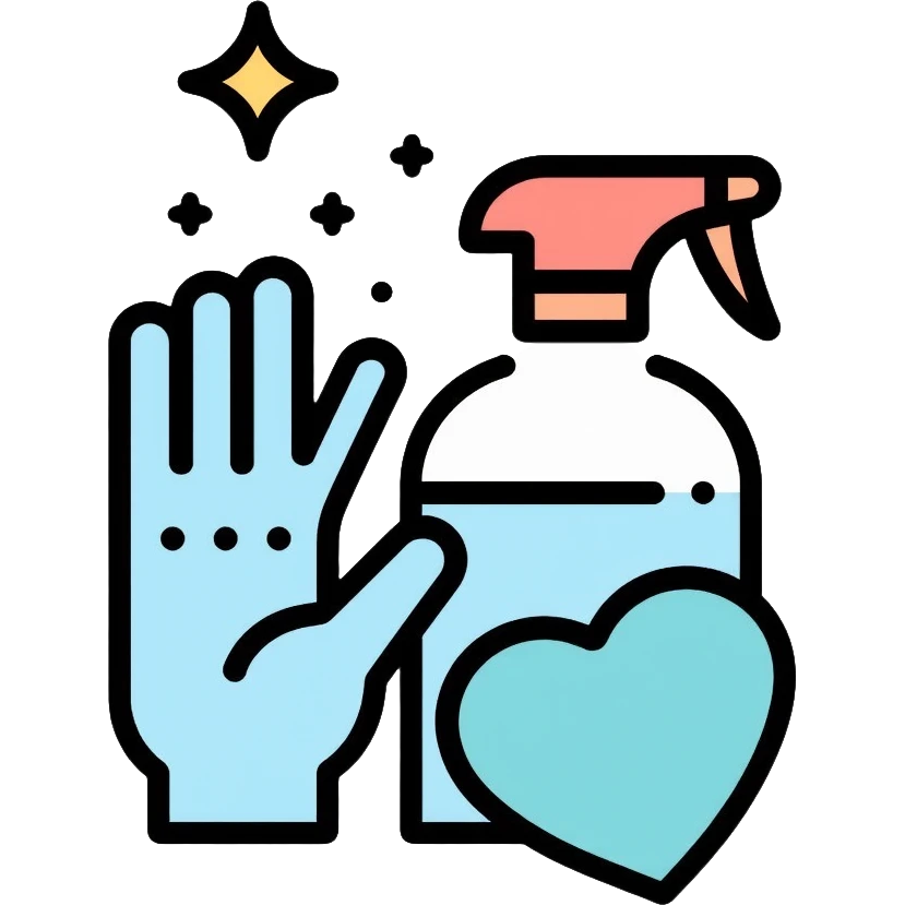 protective gloves handling chemical with safety shield emoji