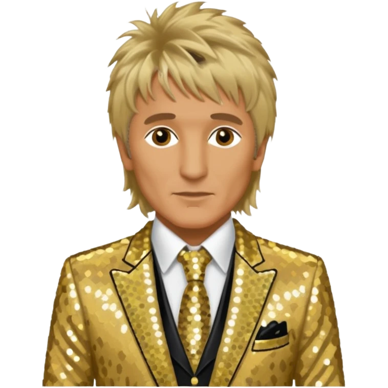 Rod Stewart with gold sequin suit jacket emoji
