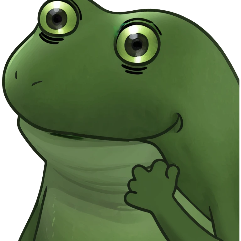 pepe the frog with sparkling eyes, happy expression emoji