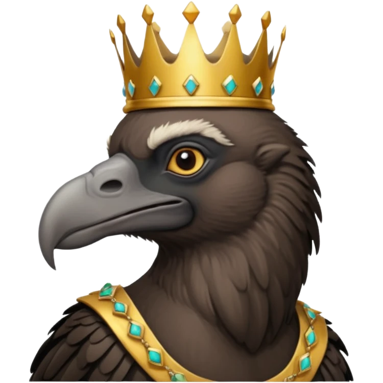 old black vulture wearing crown looking ahead emoji