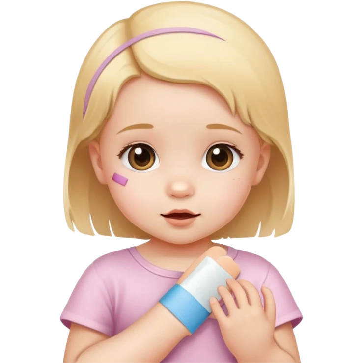 Cute baby girl with a bandaid emoji