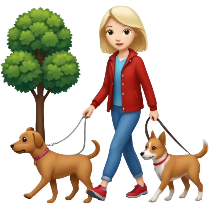 a girl walking her dog emoji