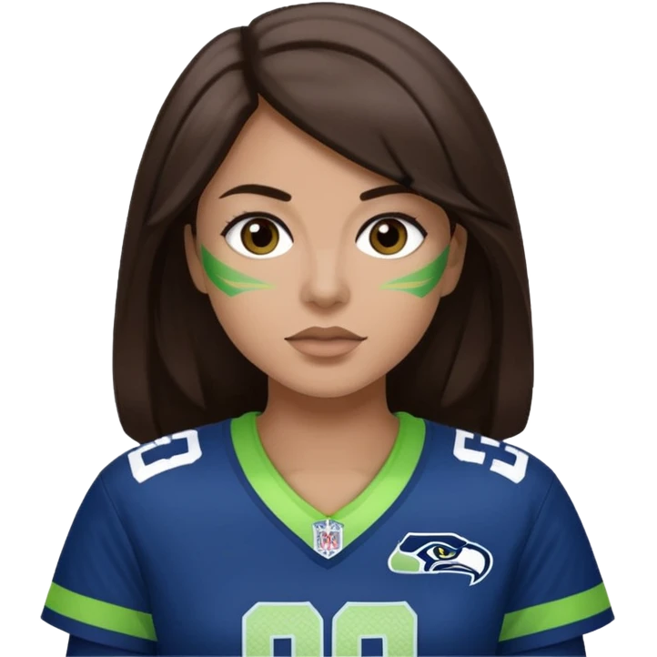 Dark brown hair seahawks fan female emoji
