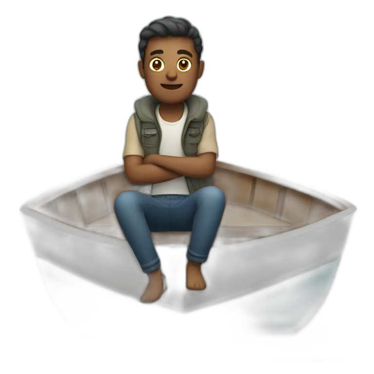 Man sitting on boat emoji