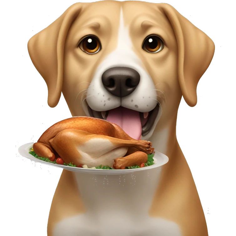 Dog eating a turkey emoji