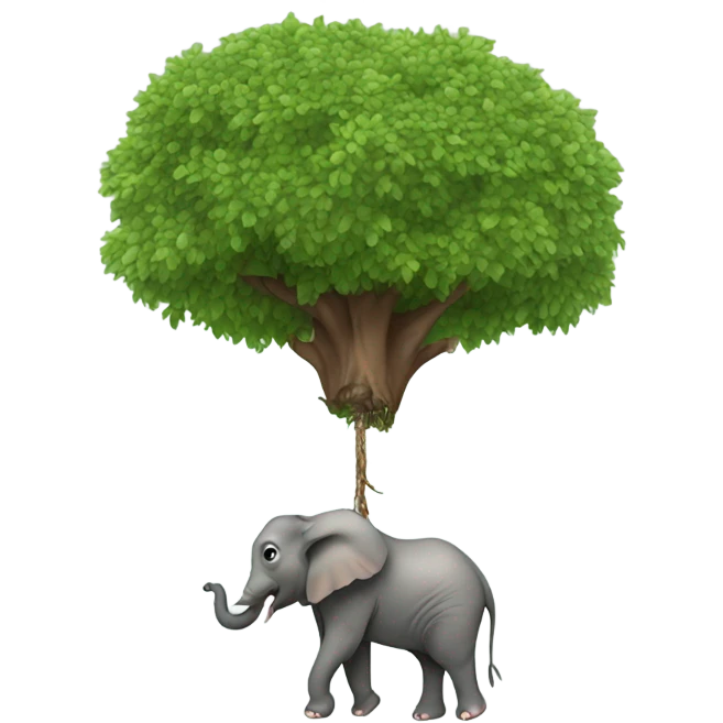 an elephant hanging from a tree emoji