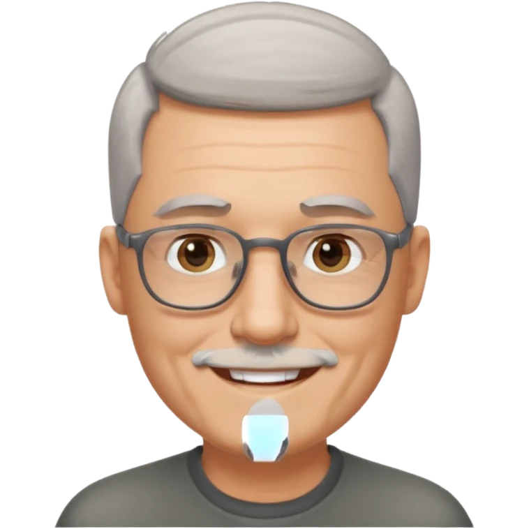 54 year old man, short shaved grey hair, goatee, glasses emoji