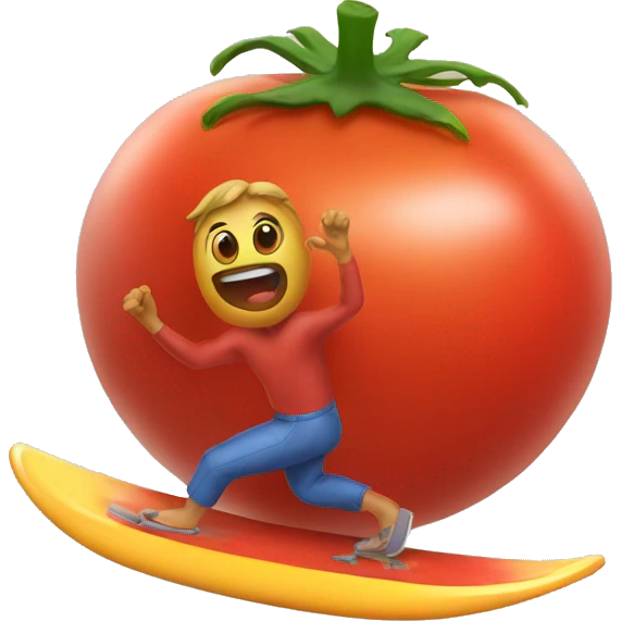 A tomato surfing emoji