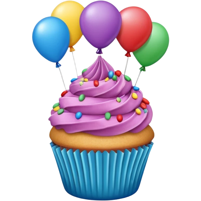 Cupcake with balloons  emoji