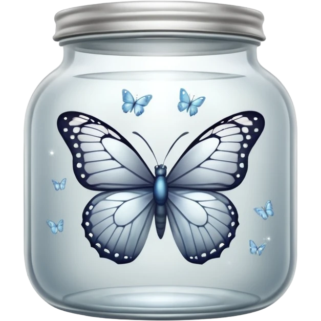 A silver butterfly traped in a jar emoji
