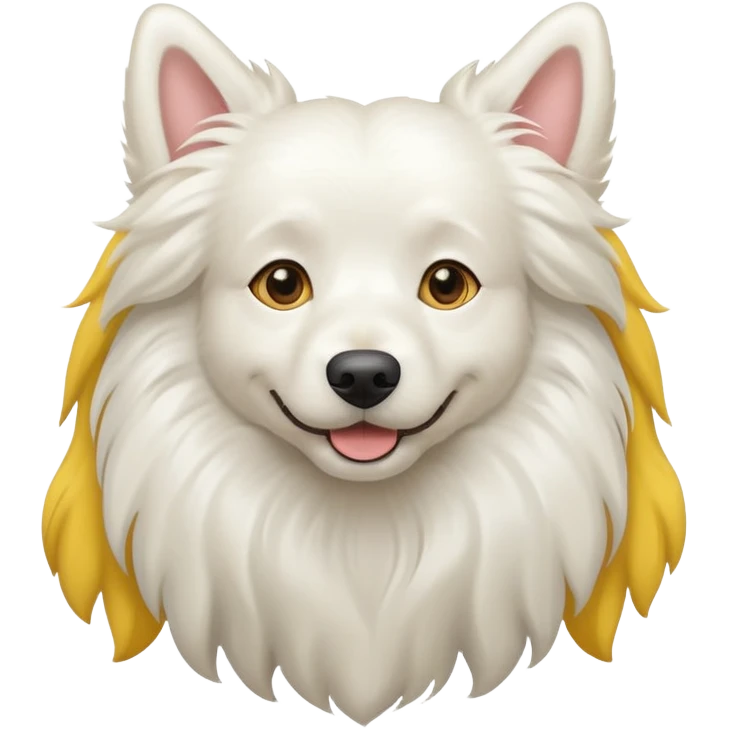 A long-haired white dog with yellow ears emoji