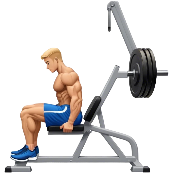side-view bodybuilder seated weighted calf-raise machine lower leg exercise emoji