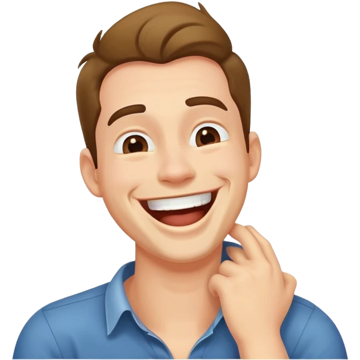Man holding his neck while laughing  emoji