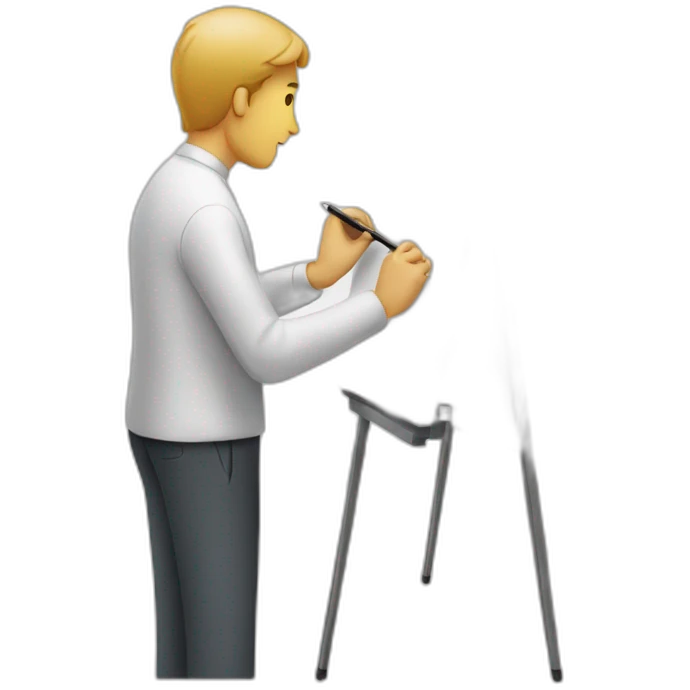 Man writing on a marker board emoji