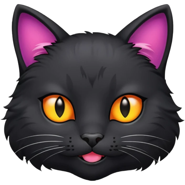 black cat face only, smirking, bold and expressive, clear face, vibrant colors, suitable for Twitch emote emoji