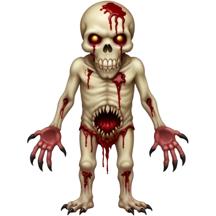 A Hideous mutated monster covered in rotton flesh and bloodin the style of your bleeding skull art, full body emoji