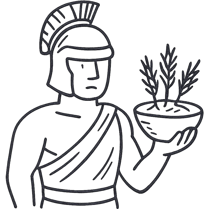A gladiator holding a bowl of barley emoji