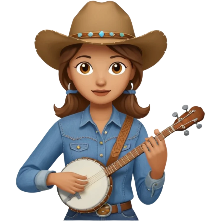 banjo-playing woman cowboy emoji