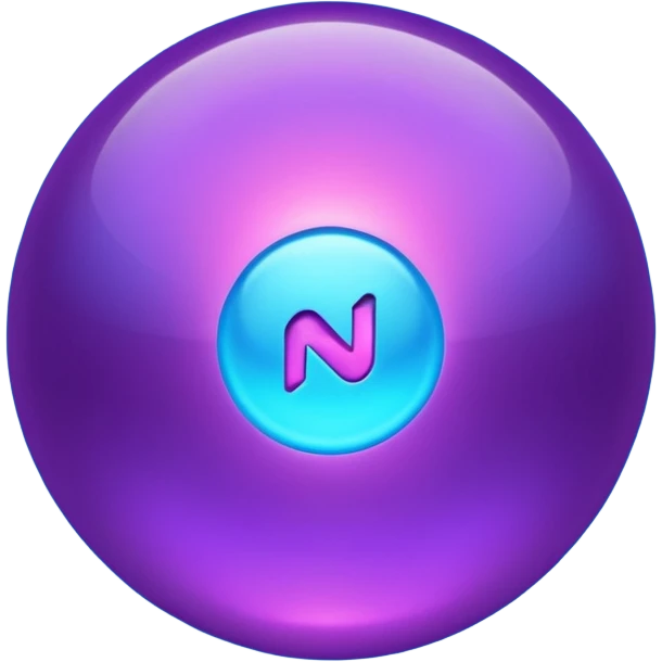 glowing sphere with blue and purple light inside, symbol of energy core, dark background, emoji style, 1:1 emoji