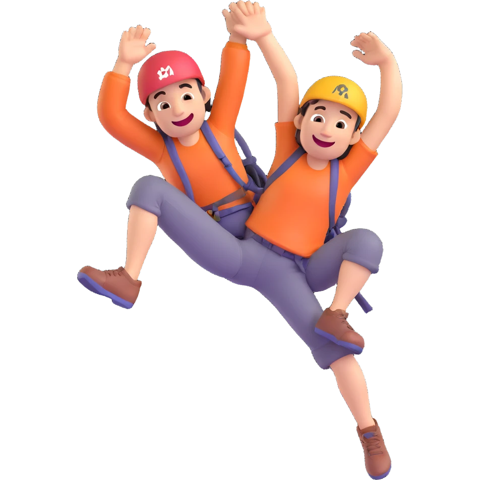 a character climbing while laughing, expressive, dynamic pose emoji