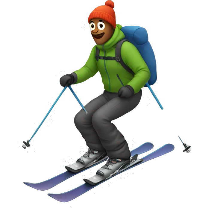 A man skiing with baggy ski pants emoji