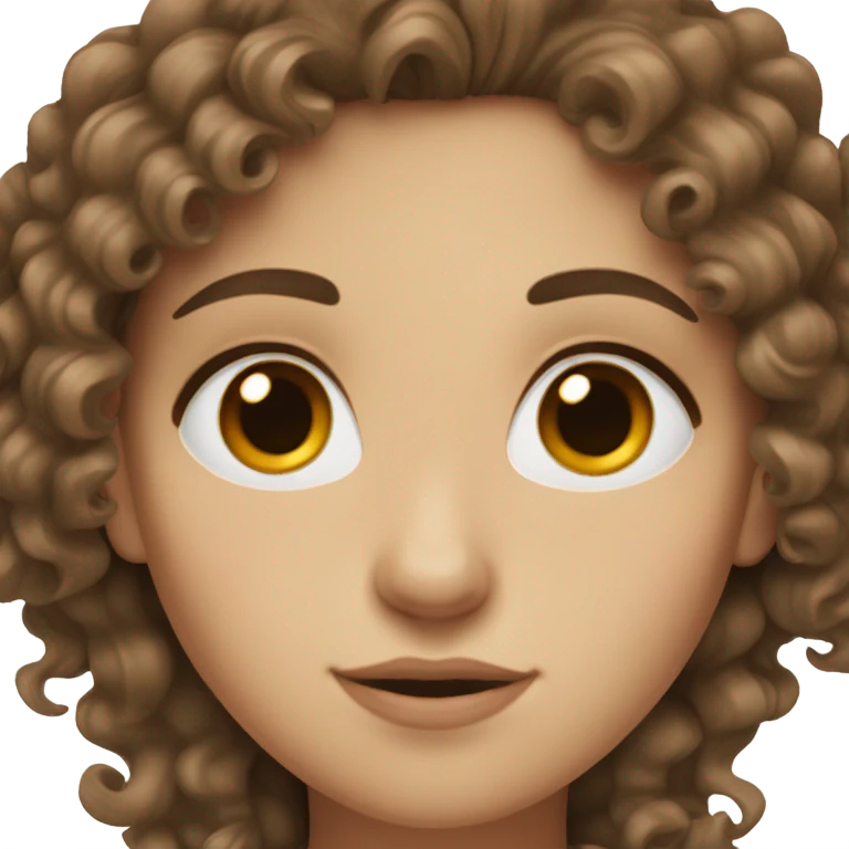 A white girl with brown curly hair and brown eyes ( low set of eye brows black ) emoji