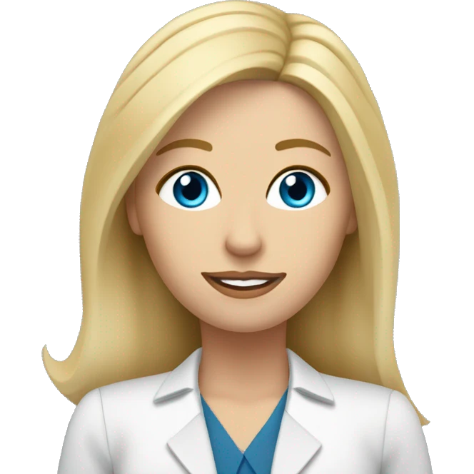 medium length Blonde hair female mortgage loan officer with hazel blue eyes with laptop emoji