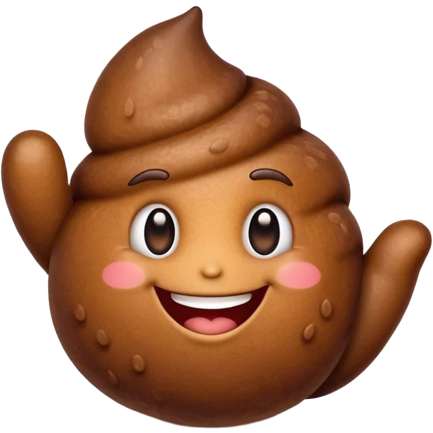 hand presenting a smiling poo emoji emoji