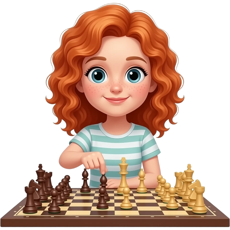 Fille rousse bouclés tâches de rousseur Échecs emoji