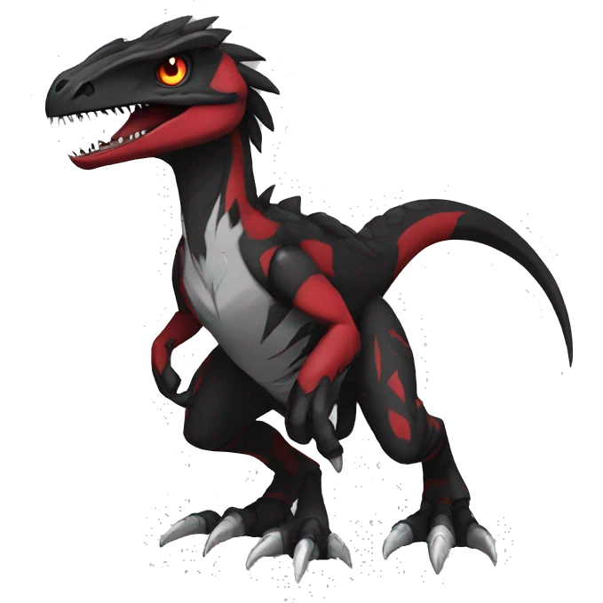  Cool Edgy Black Red Digimon-Fakemon-Velociraptor full body emoji