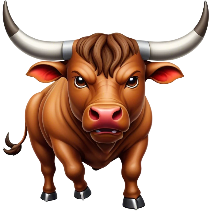 Cinematic Realistic depiction of a powerful Spanish charging bull, rendered with dynamic muscle definition and detailed, textured hide, set against a dramatic backdrop with intense, action-packed lighting emoji