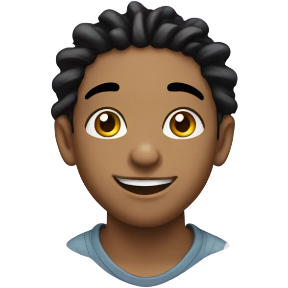 young guy with short black dread locks wearing earrings and big lips and smiling with dimples emoji