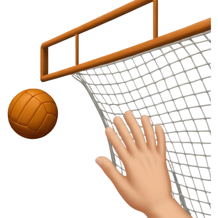 A close-up of a hand gripping a handball, with the goalposts visible in the background. The focus is on the texture of the ball and the strength of the grip, with the goal net slightly blurred to emphasize the anticipation of the throw. emoji
