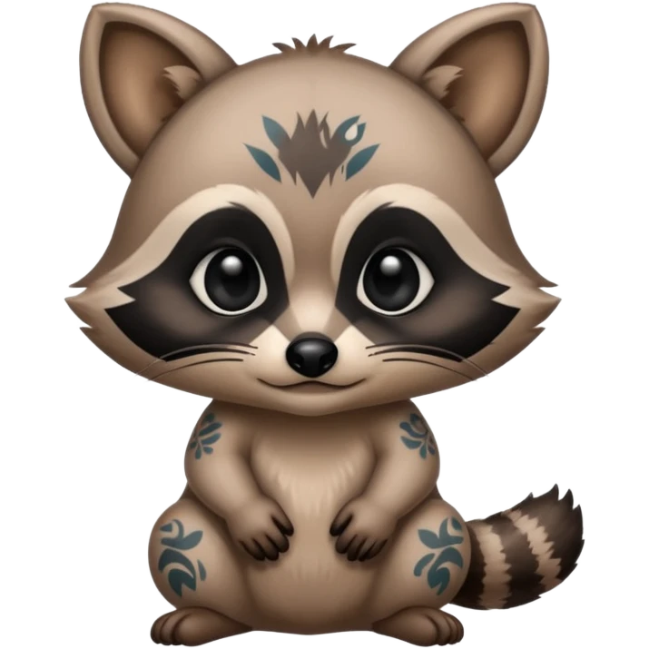 A baby raccoon covered in tattoos emoji