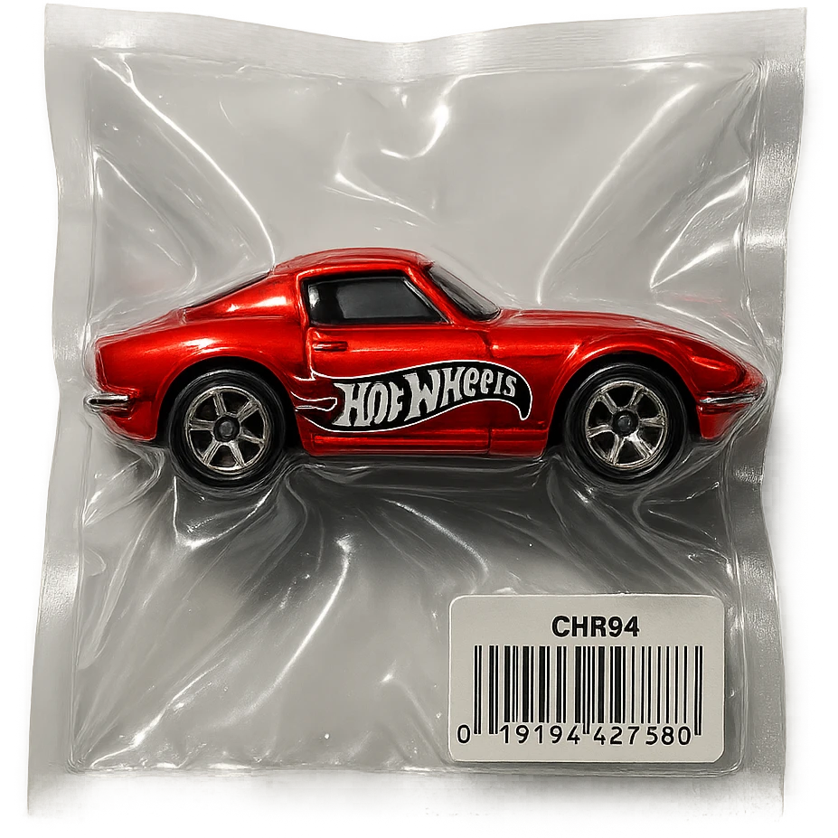 Hot Wheels car, shiny and inflated, vacuum-sealed style emoji